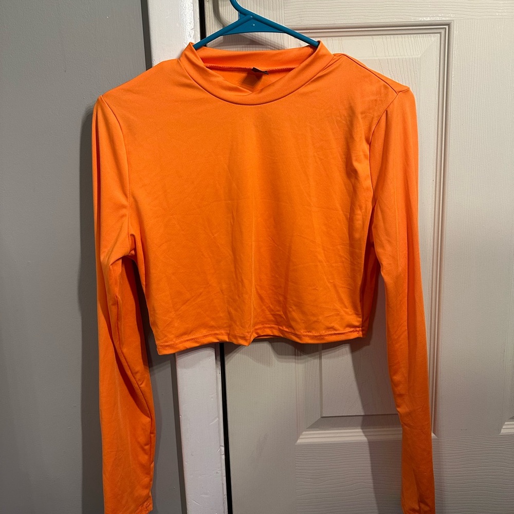Orange Long Sleeve Crop Top